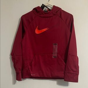 Nike Burgundy Hoodie with Bright Orange Logo